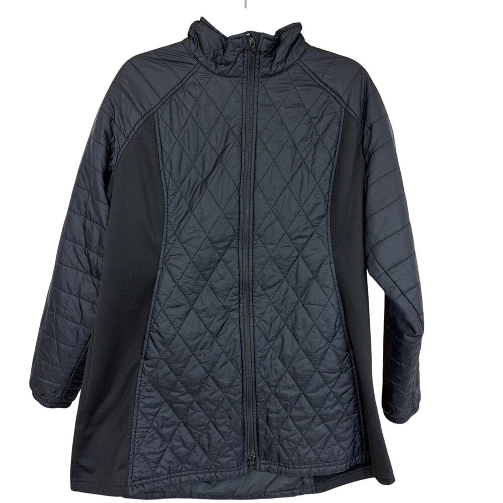 Eddie Bauer Black Quilted Zip Up Long Sleeve Jacket Size PXL